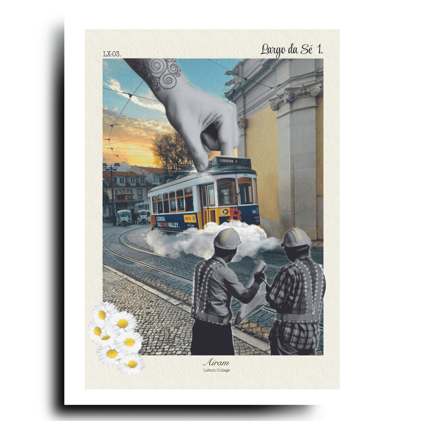 Wall Art Lisbon Tram Largo de Se 1: Historic Collage Poster