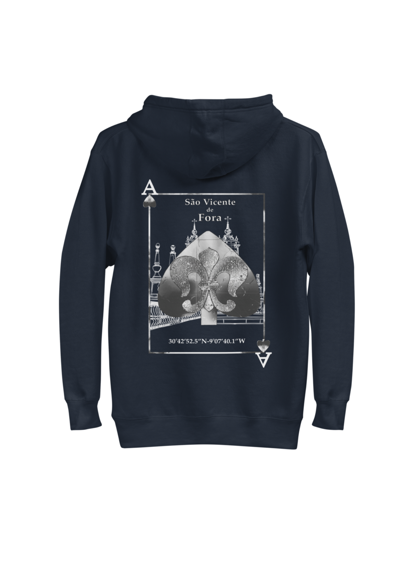 Unisex Hoodie Ace of Spade the English Deck, Unisex Hoodie, Fleur-de-Lis Sweater,Lisbon Inspiration Cotton Sweater Front Pocket, Design Fleur-de-Lis Hoodie