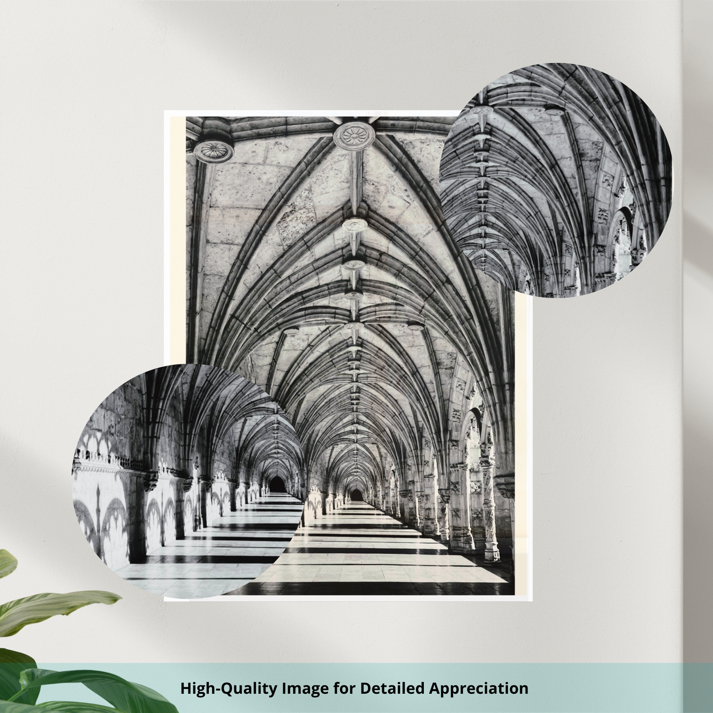 Infinite Arches Wall Art: Jerónimos Monastery in Black and White