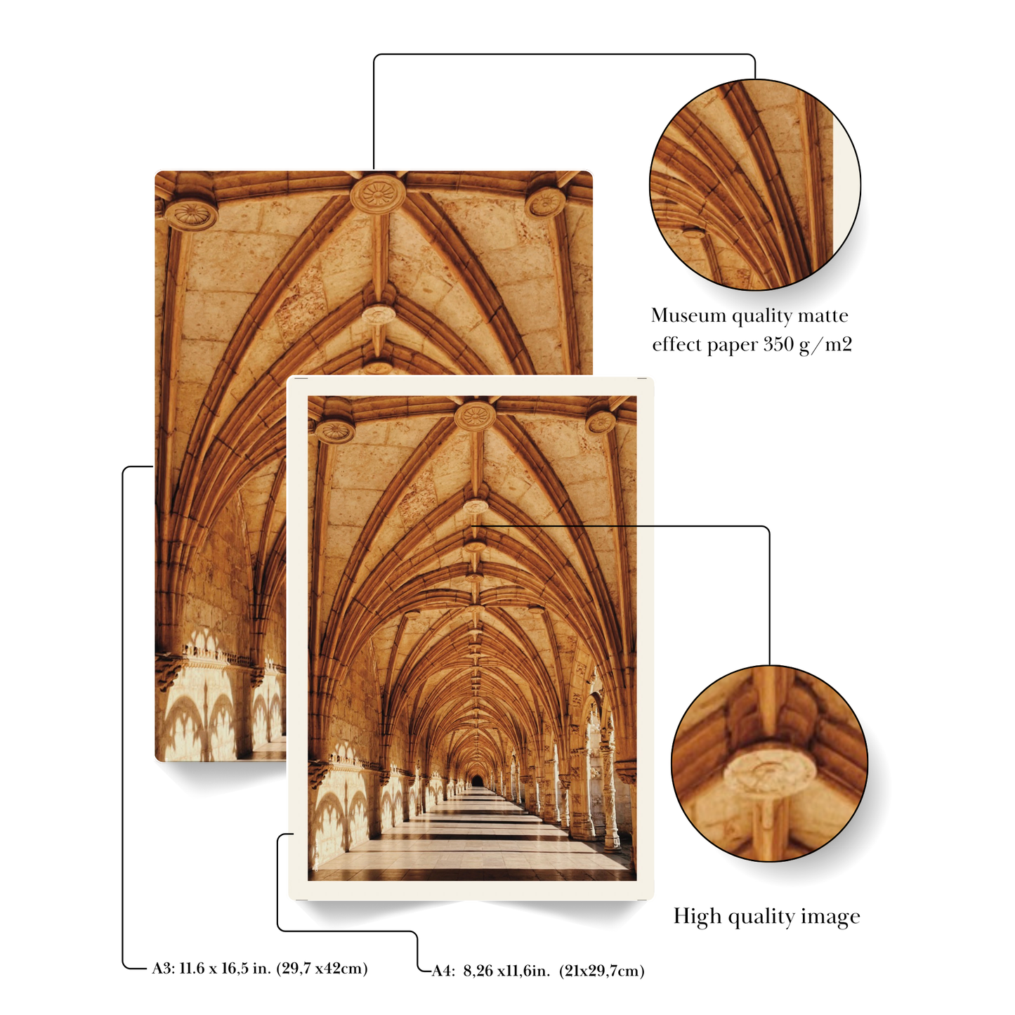 Infinite Arches Wall Art: Jerónimos Monastery in Color