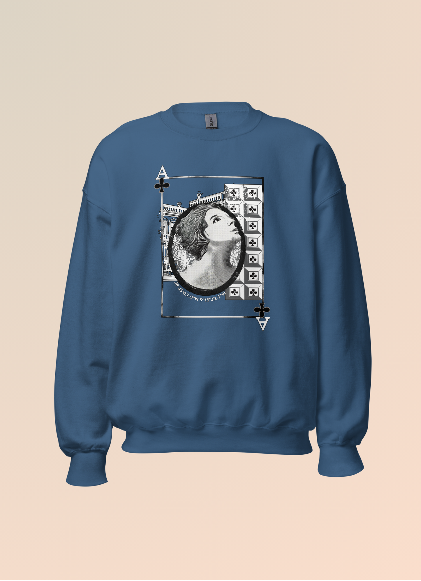 Ace of Clubs English Deck, Unisex Hoodie, Goddesses of Queluz Sweater, Lisbon Inspiration Comfortable Cotton Hoodie