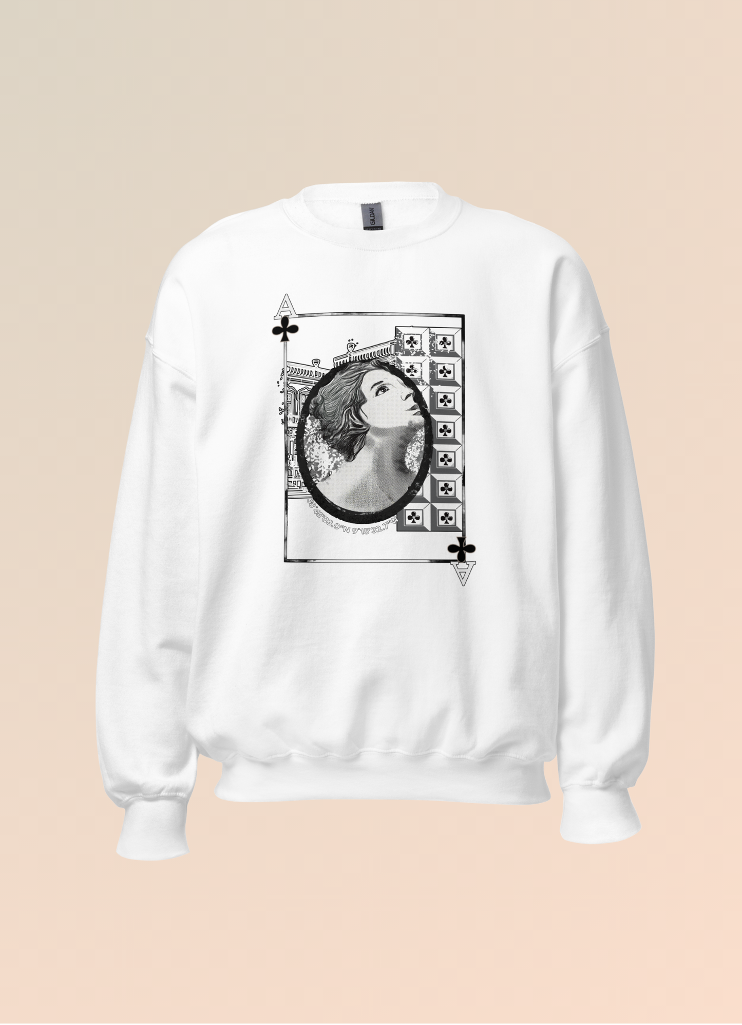 Ace of Clubs English Deck, Unisex Hoodie, Goddesses of Queluz Sweater, Lisbon Inspiration Comfortable Cotton Hoodie