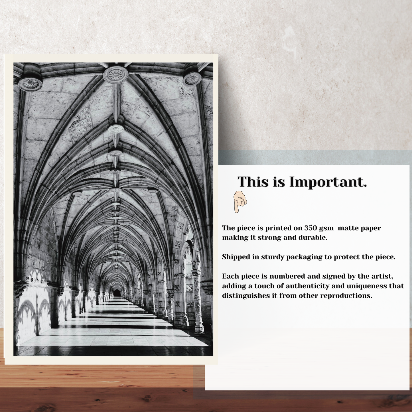 Infinite Arches Wall Art: Jerónimos Monastery in Black and White